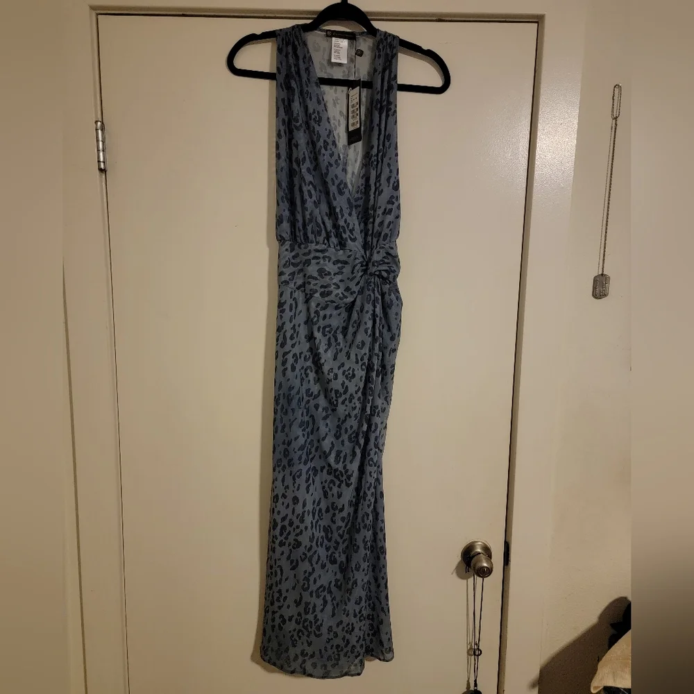 Blue Halter Neck Sleeveless Swim Coverup - Picture 9 of 11